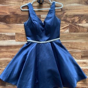 Navy Homecoming Dress with Jewel band